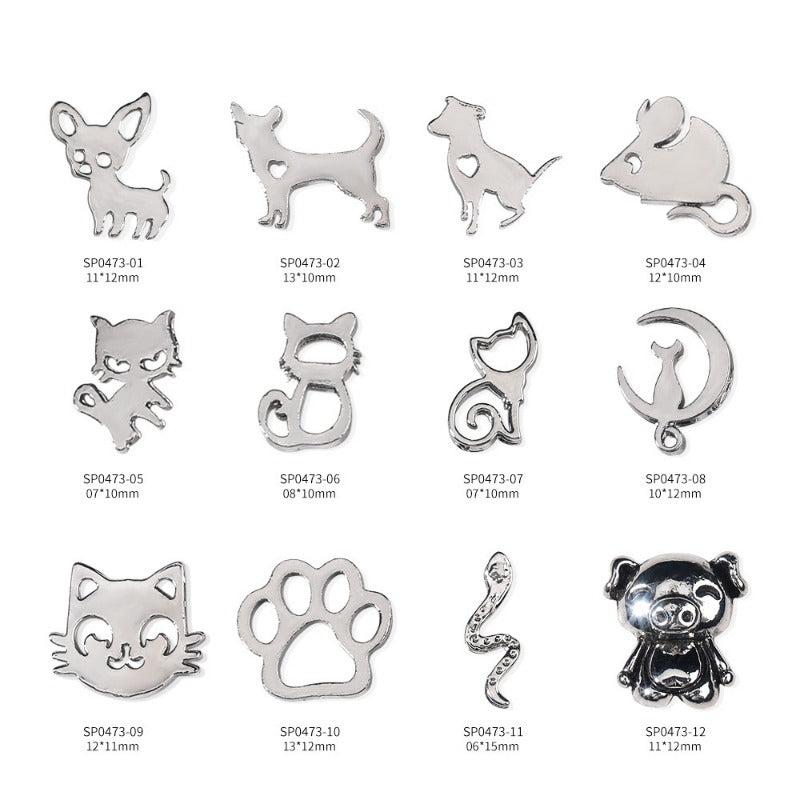Animal Nail Art Charms Set 3D Metal Accessories for DIY or Salons