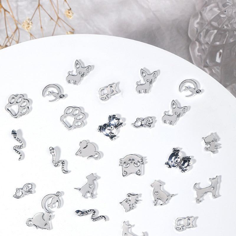 Animal Nail Art Charms Set 3D Metal Accessories for DIY or Salons
