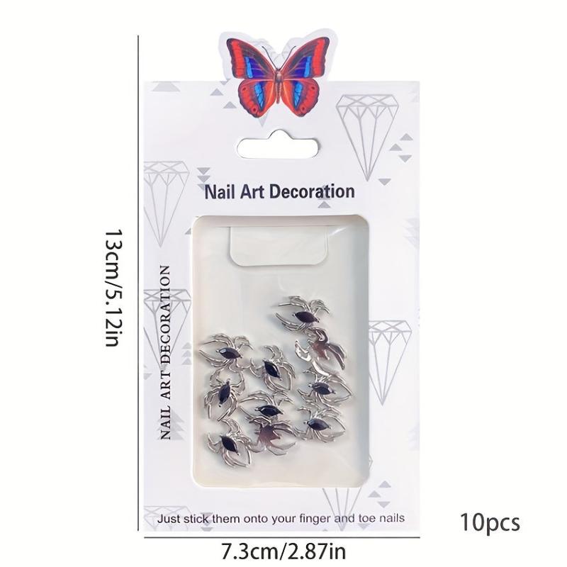 Spider Nail Art Charms with Rhinestones 3D Alloy Spider Nail Gem Accessory