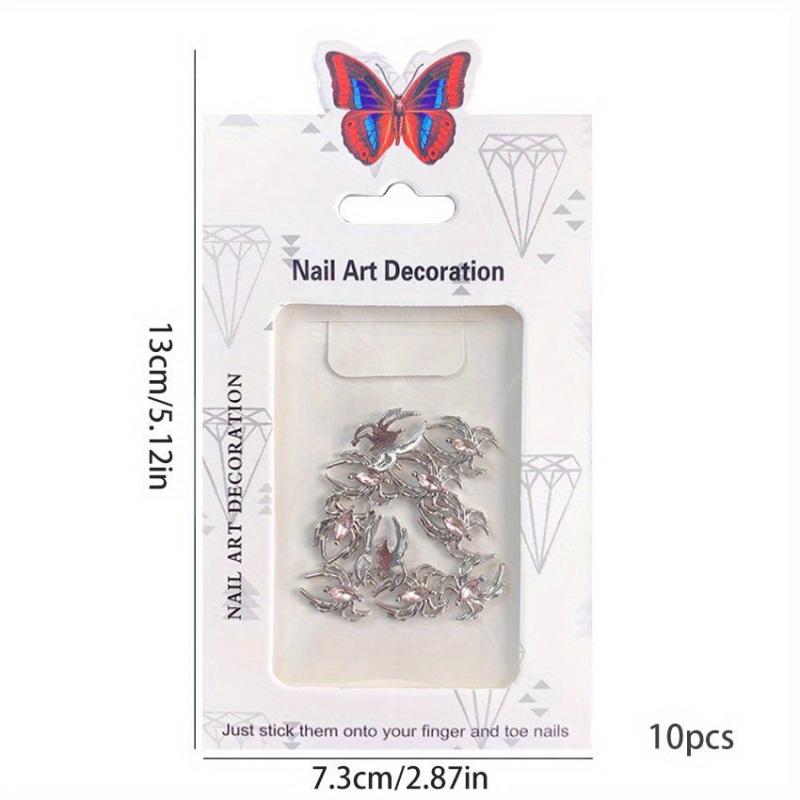 Spider Nail Art Charms with Rhinestones 3D Alloy Spider Nail Gem Accessory