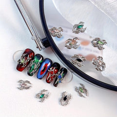 Spider Nail Art Charms with Rhinestones 3D Alloy Spider Nail Gem Accessory