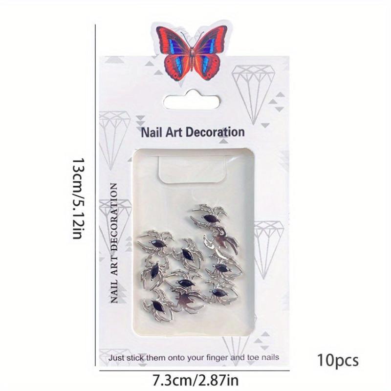 Spider Nail Art Charms with Rhinestones 3D Alloy Spider Nail Gem Accessory