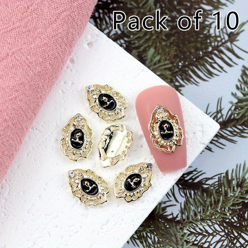 10pcs Baroque Style Nail Charms with Rhinestones