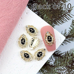 10pcs Baroque Style Nail Charms with Rhinestones