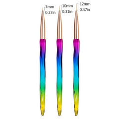 3Pcs Rainbow Striping Brush Set for Nail Art Fine Drawing Delicate Coloring