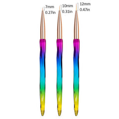 3Pcs Rainbow Striping Brush Set for Nail Art Fine Drawing Delicate Coloring