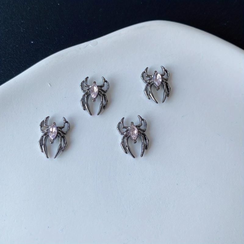 5pcs Halloween Spider Bat Nail Art Charms With Rhinestones