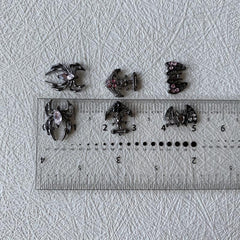 5pcs Halloween Spider Bat Nail Art Charms With Rhinestones