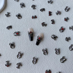 5pcs Halloween Spider Bat Nail Art Charms With Rhinestones