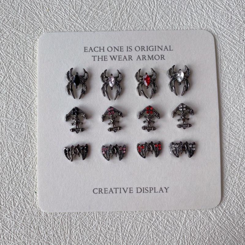 5pcs Halloween Spider Bat Nail Art Charms With Rhinestones