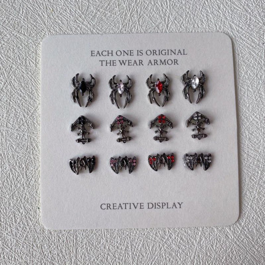 5pcs Halloween Spider Bat Nail Art Charms With Rhinestones
