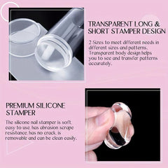 French Tip Nail Stamp Kit Clear Silicone Stamper for Long & Short Nails
