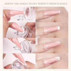 French Tip Nail Stamp Kit Clear Silicone Stamper for Long & Short Nails