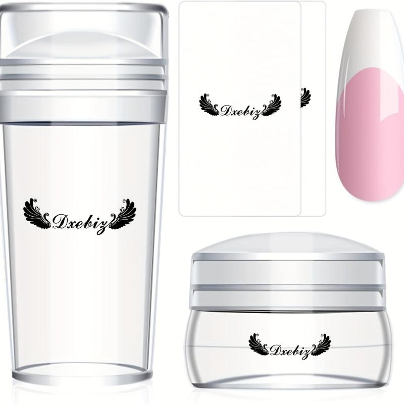French Tip Nail Stamp Kit Clear Silicone Stamper for Long & Short Nails