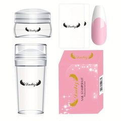 French Tip Nail Stamp Kit Clear Silicone Stamper for Long & Short Nails