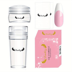 French Tip Nail Stamp Kit Clear Silicone Stamper for Long & Short Nails