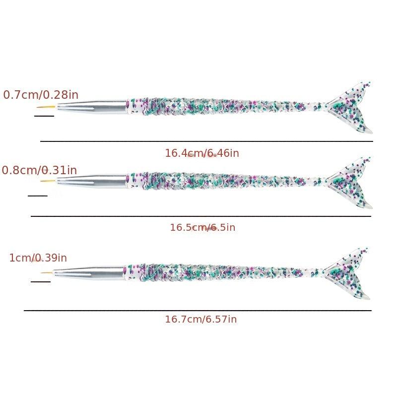 Art Pen Polish Dot Painting Brushes Tail Fish Nail Gel 3pcs