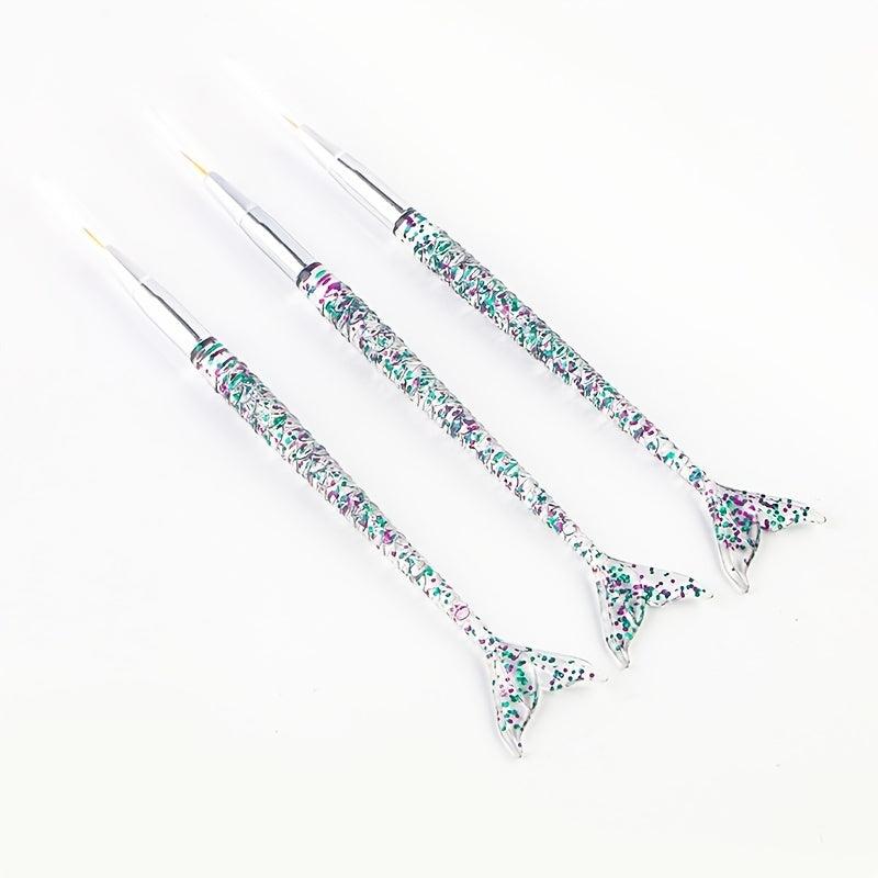 Art Pen Polish Dot Painting Brushes Tail Fish Nail Gel 3pcs
