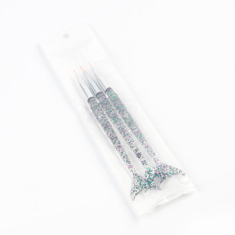 Art Pen Polish Dot Painting Brushes Tail Fish Nail Gel 3pcs