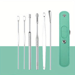 6 Pcs Spring Earwax Cleaner Tool Set Stainless Steel Ear Picks