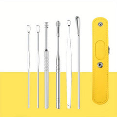 6 Pcs Spring Earwax Cleaner Tool Set Stainless Steel Ear Picks