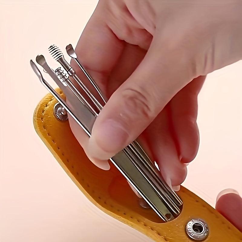 6 Pcs Spring Earwax Cleaner Tool Set Stainless Steel Ear Picks