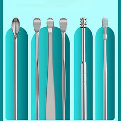 6 Pcs Spring Earwax Cleaner Tool Set Stainless Steel Ear Picks