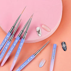 5Pcs Liner Nail Art Brushes Neon Handles Mix Size Liner Nail Brushes Kit