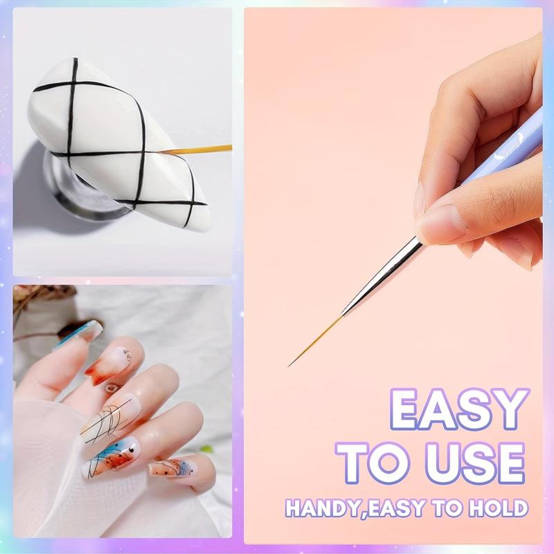5Pcs Liner Nail Art Brushes Neon Handles Mix Size Liner Nail Brushes Kit
