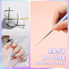 5Pcs Liner Nail Art Brushes Neon Handles Mix Size Liner Nail Brushes Kit