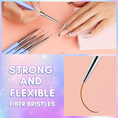 5Pcs Liner Nail Art Brushes Neon Handles Mix Size Liner Nail Brushes Kit
