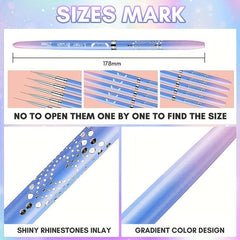 5Pcs Liner Nail Art Brushes Neon Handles Mix Size Liner Nail Brushes Kit