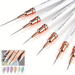 6pcs Striping Nail Art Brushes Set Fine Striper Brush for Long Details