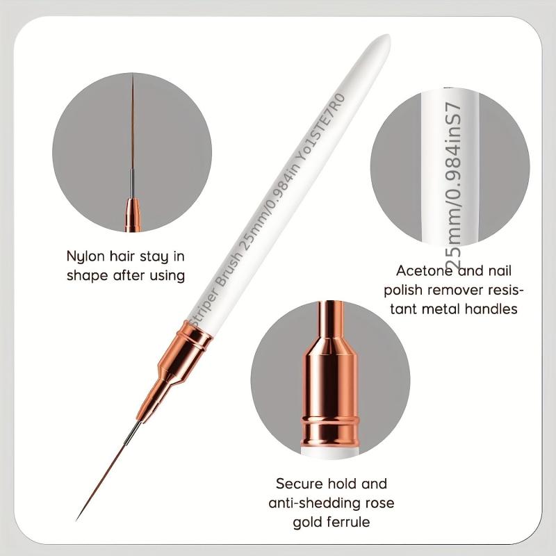 6pcs Striping Nail Art Brushes Set Fine Striper Brush for Long Details