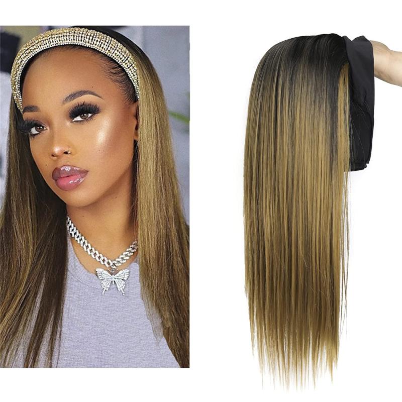 24 Inch Straight Headband Wig For Women Glueless Half Wig