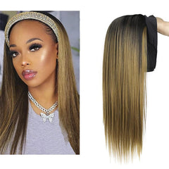 24 Inch Straight Headband Wig For Women Glueless Half Wig