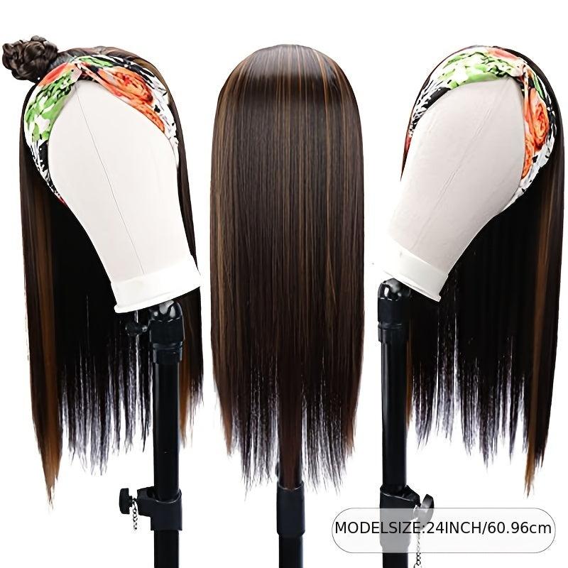 24 Inch Straight Headband Wig For Women Glueless Half Wig