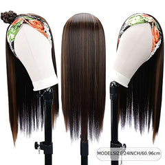 24 Inch Straight Headband Wig For Women Glueless Half Wig