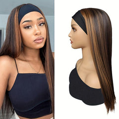 24 Inch Straight Headband Wig For Women Glueless Half Wig