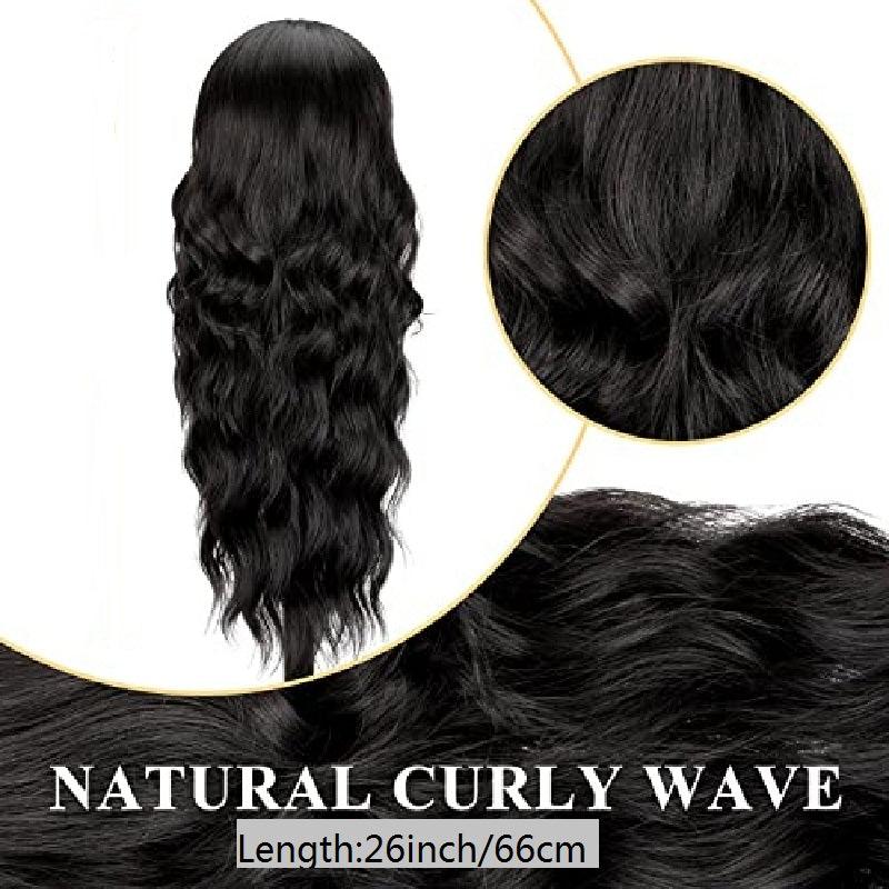 Long Wavy Curly Wig Middle Part Natural Looking Synthetic Heat Resistant