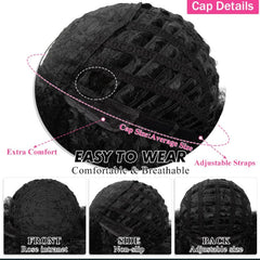 Short Kinky Curly Wig With Bangs For Women