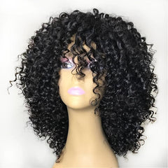Short Kinky Curly Wig With Bangs For Women