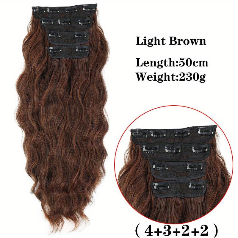 Long Wavy Hair Pieces Synthetic Clip In Extensions For Daily Use