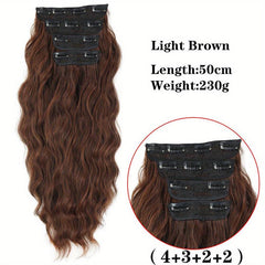 Long Wavy Hair Pieces Synthetic Clip In Extensions For Daily Use