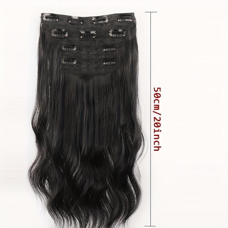 Long Wavy Hair Pieces Synthetic Clip In Extensions For Daily Use