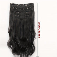 Long Wavy Hair Pieces Synthetic Clip In Extensions For Daily Use