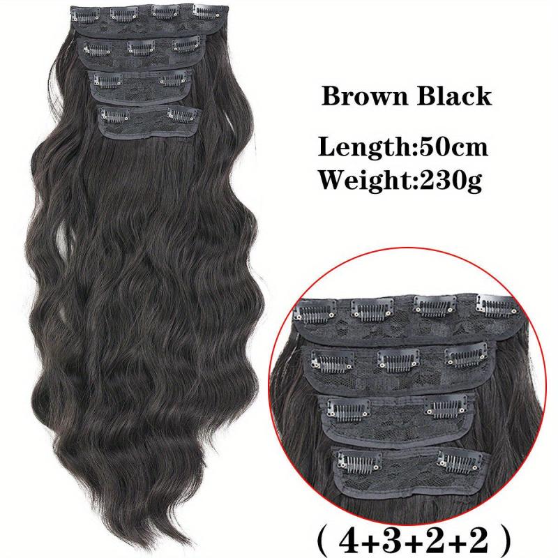 Long Wavy Hair Pieces Synthetic Clip In Extensions For Daily Use