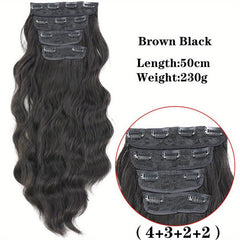 Long Wavy Hair Pieces Synthetic Clip In Extensions For Daily Use