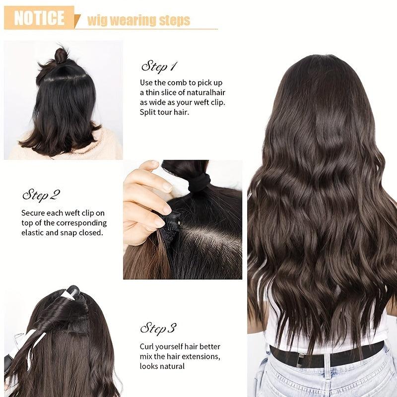 Long Wavy Hair Pieces Synthetic Clip In Extensions For Daily Use