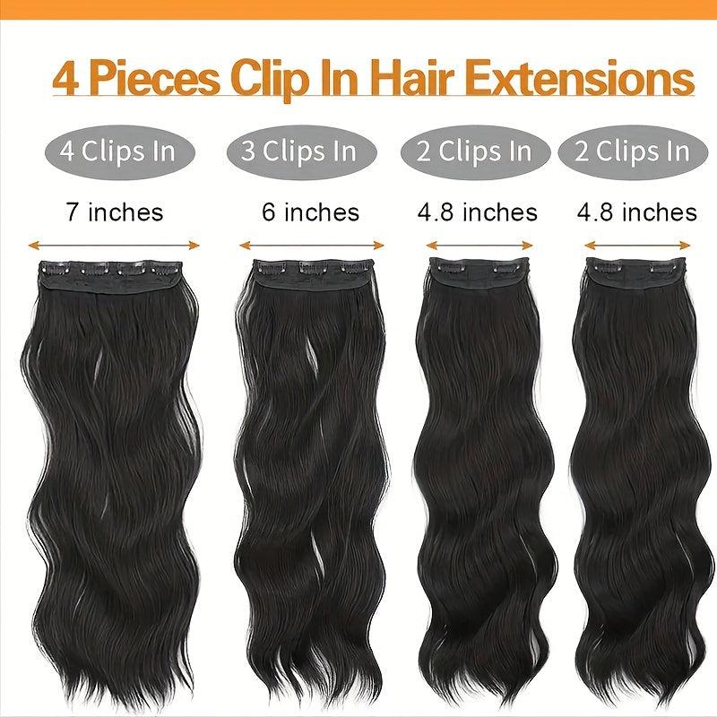Long Wavy Hair Pieces Synthetic Clip In Extensions For Daily Use